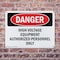 Signmission High Voltage Equipment Authorized Personnel Only Danger Sign, Plastic, 10in W x 7in L, 2PK OS-2PACK-DS-P-710-L-2545 - alternate 2